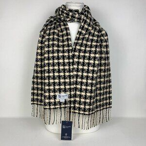 Johnstons of Elgin Luxury Black & Cream Check Cashmere Scarf – Cozy Winter Wrap